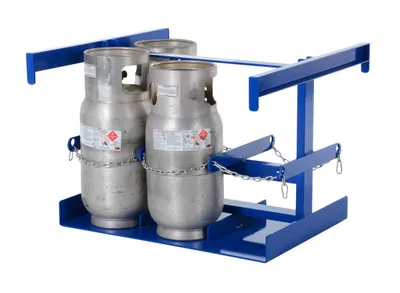 Vestil LP-170 fork truck lp tank caddy shown from an alternate angle