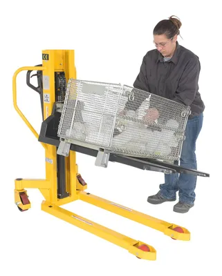 Vestil LTT-2145 lift & tilt high lift pallet truck shown from an alternate angle