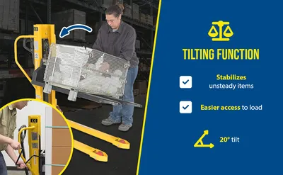 Vestil LTT-2145 lift & tilt high lift pallet truck feature highlights