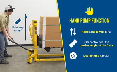 Vestil LTT-2145 lift & tilt high lift pallet truck feature highlights