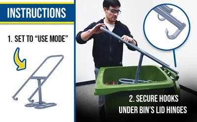 Vestil MBC-1513-14 manual trash bin compactor feature highlights