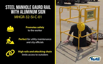 Vestil MHGR-32-SI-C-01 manhole guard rail feature highlights