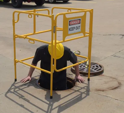 Vestil MHGR-32-SI-D-01 manhole guard rail shown from an alternate angle