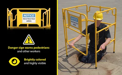 Vestil MHGR-32-SI-N-02 manhole guard rail feature highlights