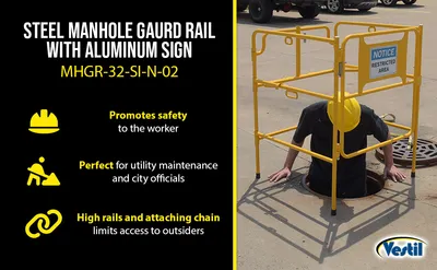 Vestil MHGR-32-SI-N-02 manhole guard rail feature highlights