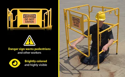 Vestil MHGR-32-SI-W-01 manhole guard rail feature highlights