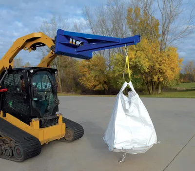 Vestil MPLA-58-3000 "skid loader" multi-purpose lifting attachment shown from an alternate angle