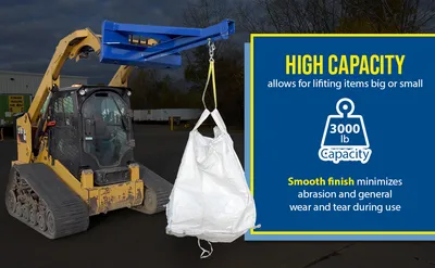Vestil MPLA-58-3000 "skid loader" multi-purpose lifting attachment feature highlights