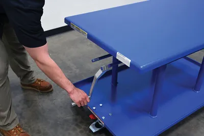 Vestil MT-3048-HP mechanical post table shown from an alternate angle