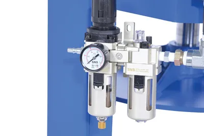Vestil MTC-PNU-55 pneumatic trash (55 gallon drum) compactor shown from an alternate angle
