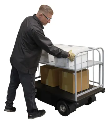 Vestil NE-CART-3 traction-drive cart shown from an alternate angle