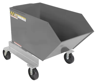 Vestil Steel Portable Tilting Hopper 1/2 Cubic Yard 2,000 Lb. Capacity Gray Semi Gloss