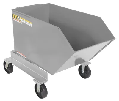 Vestil Steel Portable Tilting Hopper 3/4 Cubic Yard 2,000 Lb. Capacity Silver