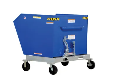 Vestil P-HOP-1.5 portable steel hopper shown from an alternate angle