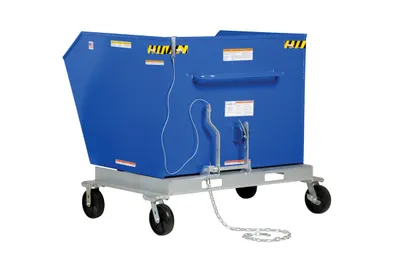 Vestil P-HOP-1.5 portable steel hopper shown from an alternate angle