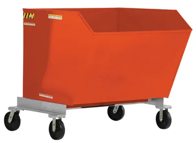Vestil Steel Portable Tilting Hopper 1-1/2 Cubic Yard 2,000 Lb. Capacity Orange