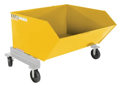 Vestil Steel Portable Tilting Hopper 1 Cubic Yard 2,000 Lb. Capacity Yellow