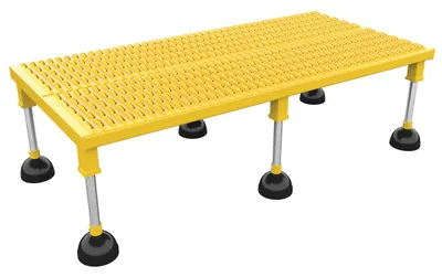 Vestil Steel Portable Adjustable Height Grip Strut Worker Stand High 51 In. x 24-3/16 In. x 11-1/2 In. 500 Lb. Capacity Yellow