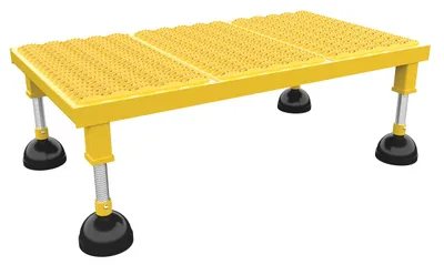 Vestil Steel Portable Adjustable Height Grip Strut Worker Stand Low 35-15/16 In. x 21-3/4 In. x 8-3/4 In. 500 Lb. Capacity Yellow