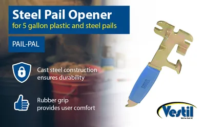 Vestil PAIL-PAL steel pail pals (pail opener) feature highlights