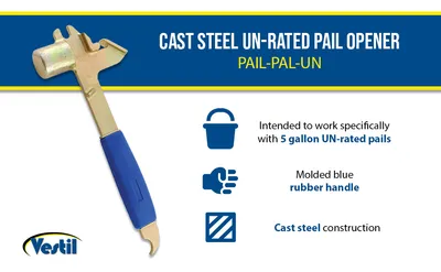 Vestil PAIL-PAL-UN steel pail pals (pail opener) feature highlights