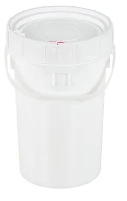 Vestil PAIL-SCR-65-W pail shown from an alternate angle
