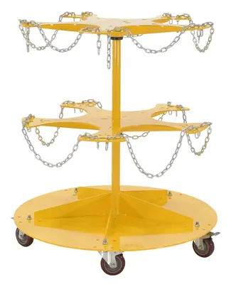 Vestil Steel 5 Gallon Pail Carousel Rack, 10 Pails W/ Casters 350 lbs. Capacity Per Shelf Yellow
