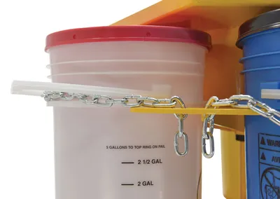 Vestil PAIL-T3-CAR-15 pail carousel rack shown from an alternate angle
