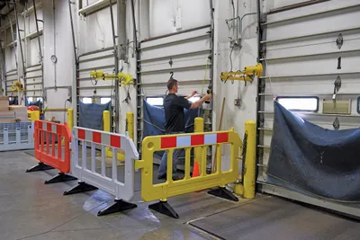 Vestil PBAR-72-Y plastic barrier shown from an alternate angle
