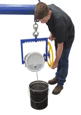 Vestil PCT-5 hoist mounted pail carrier rotator shown from an alternate angle