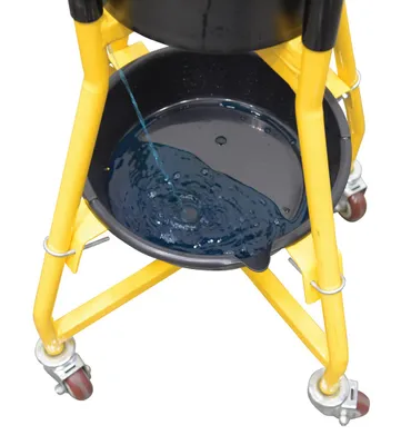 Vestil PDOL-DPAN ergonomic elevated bucket & pail dolly shown from an alternate angle
