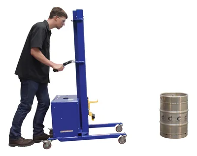 Vestil PEL-400S-57-D3-KEG powered quick lift shown from an alternate angle