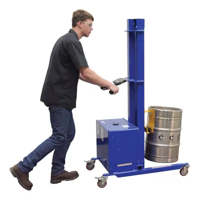 Vestil PEL-400S-57-D3-KEG powered quick lift shown from an alternate angle