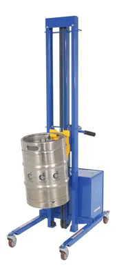 Vestil PEL-400S-72-D3-KEG powered quick lift shown from an alternate angle