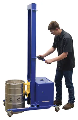 Vestil PEL-400S-72-D3-KEG powered quick lift shown from an alternate angle