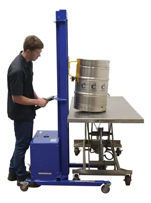 Vestil PEL-400S-72-D3-KEG powered quick lift shown from an alternate angle