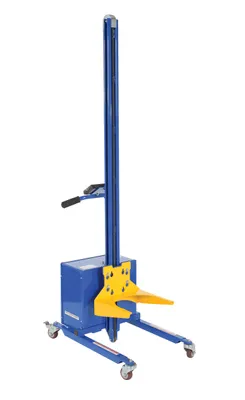 Vestil PEL-PL-5 powered quick lift shown from an alternate angle