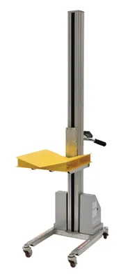 Vestil PEL-VBLK powered quick lift shown from an alternate angle