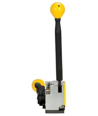 Vestil PKG-TSCP-5 poly and steel strapping tool shown from an alternate angle