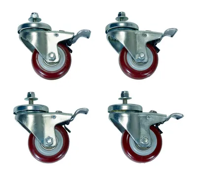 Vestil Polyurethane Pail Lid Closing Press Caster Kit 3 In. x 1-1/4 In. Red