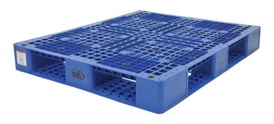 Vestil PLP2-4840-BLUE plastic pallets and skid shown from an alternate angle