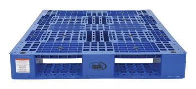 Vestil PLP2-4840-BLUE plastic pallets and skid shown from an alternate angle