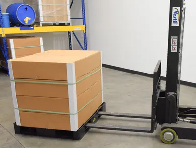 Vestil PLPB-4840 plastic pallets and skid shown from an alternate angle