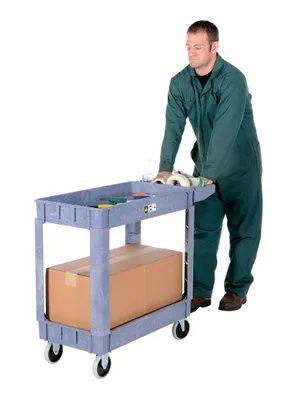 Vestil PLSC-2-1731 plastic utility service cart shown from an alternate angle