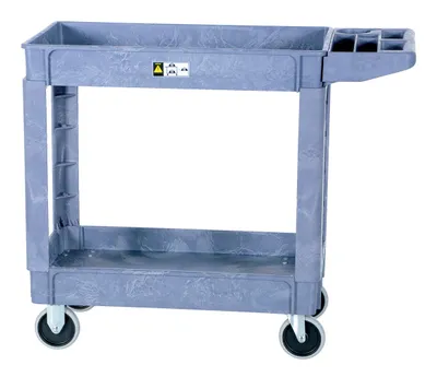 Vestil PLSC-2-1731 plastic utility service cart shown from an alternate angle