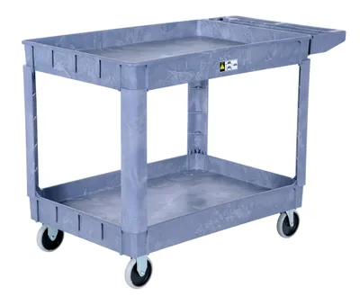 Vestil PLSC-2-2436 plastic utility service cart shown from an alternate angle