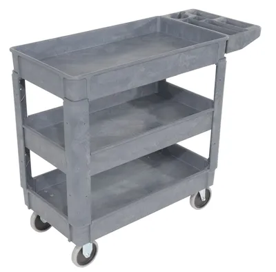 Vestil PLSC-3-1731 plastic utility service cart shown from an alternate angle