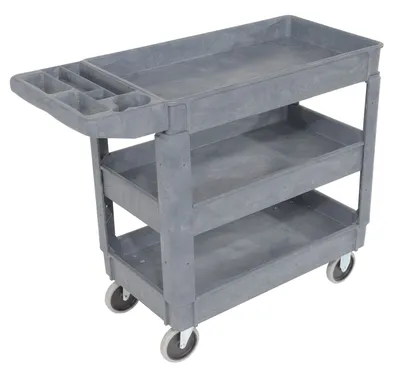 Vestil PLSC-3-1731 plastic utility service cart shown from an alternate angle