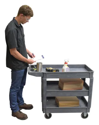 Vestil PLSC-3-1731 plastic utility service cart shown from an alternate angle