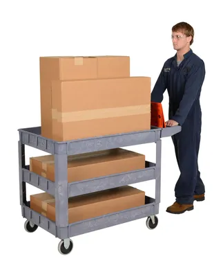Vestil PLSC-3-2436 plastic utility service cart shown from an alternate angle